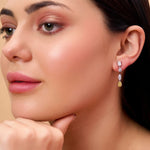 Load image into Gallery viewer, 18K Gold Lily Long Drop Diamond Earrings
