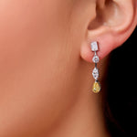 Load image into Gallery viewer, 10K Gold Lily Long Drop Diamond Earrings
