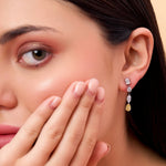 Load image into Gallery viewer, 18K Gold Lily Long Drop Diamond Earrings
