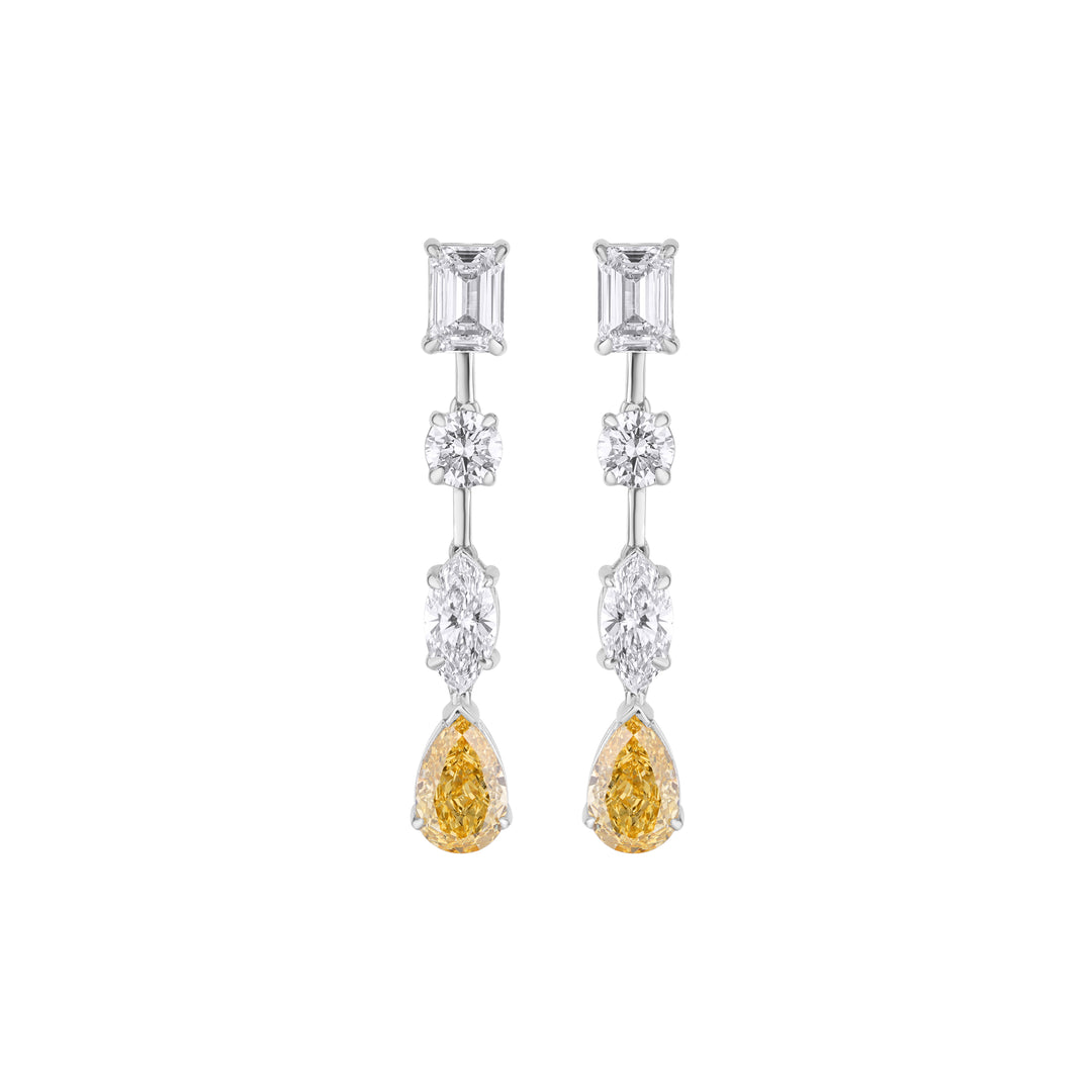 10K Gold Lily Long Drop Diamond Earrings
