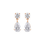 Load image into Gallery viewer, 10K Gold Aria Pear &amp; Round Cut Diamond Drop Earrings
