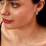 Load image into Gallery viewer, 10K Gold Aria Pear &amp; Round Cut Diamond Drop Earrings
