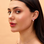 Load image into Gallery viewer, 10K Gold Aria Pear &amp; Round Cut Diamond Drop Earrings

