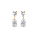 Load image into Gallery viewer, 10K Gold Aria Pear &amp; Round Cut Diamond Drop Earrings
