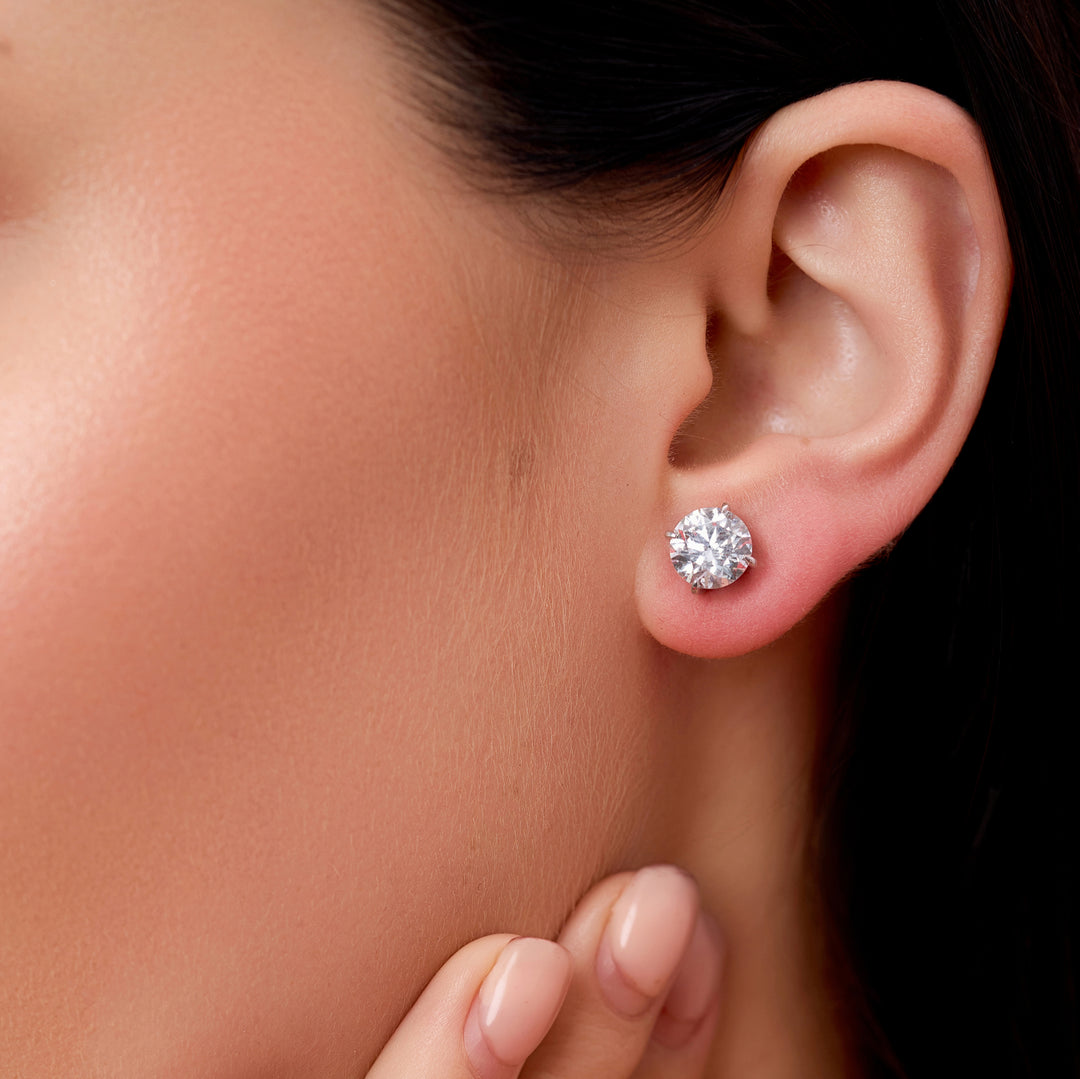 10.11 CTW Round Lab-Grown Diamond Stud Earrings in 14K White Gold – IGI Certified