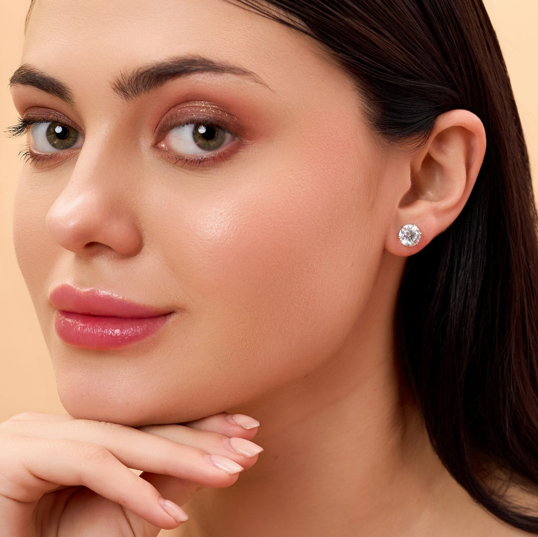 4.03 CTW Round Lab-Grown Diamond Stud Earrings in 14K Yellow Gold – IGI Certified