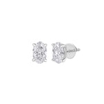 Load image into Gallery viewer, 2.11 CTW Oval Lab-Grown Diamond Stud Earrings in 14K White Gold – IGI Certified
