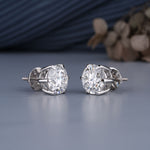 Load image into Gallery viewer, 18K White Gold Round Cut 6-Prong Certified Diamond Stud Earrings
