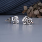 Load image into Gallery viewer, 18K White Gold Round Cut 6-Prong Certified Diamond Stud Earrings
