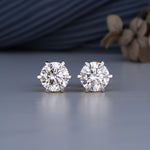 Load image into Gallery viewer, 18K Yellow Gold Round Cut Diamond 6-Prong Stud Earrings
