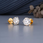 Load image into Gallery viewer, 10K Yellow Gold Round Cut Diamond 6-Prong Stud Earrings
