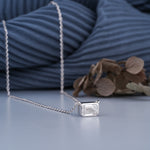 Load image into Gallery viewer, 14K White Gold Emerald Cut Diamond Bezel Solitaire Pendant Necklace
