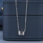 Load image into Gallery viewer, 10K White Gold Emerald Cut Diamond Bezel Solitaire Pendant Necklace
