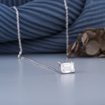 Load image into Gallery viewer, 10K White Gold Emerald Cut Diamond Four Prong Solitaire Pendant Necklace
