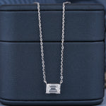 Load image into Gallery viewer, 18K White Gold Emerald Cut Diamond Four Prong Solitaire Pendant Necklace

