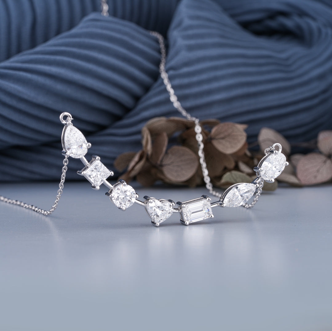14K White Gold Stardust Lab Diamond Pendant Necklace
