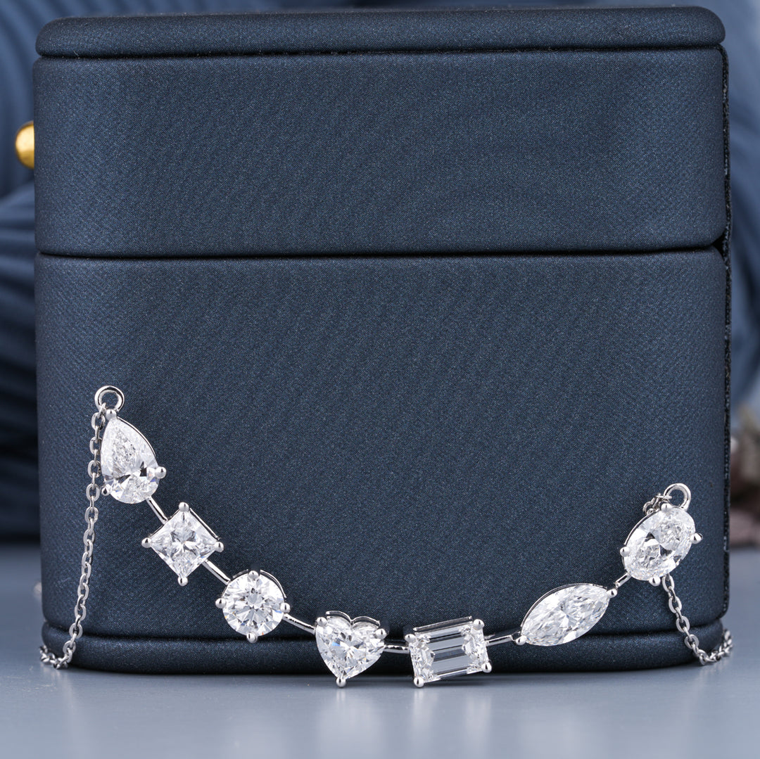 14K White Gold Stardust Lab Diamond Pendant Necklace