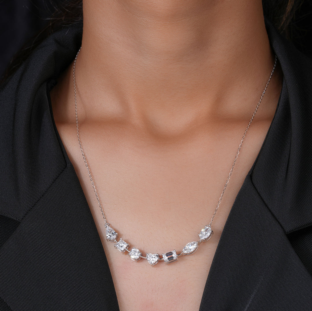 14K White Gold Stardust Lab Diamond Pendant Necklace