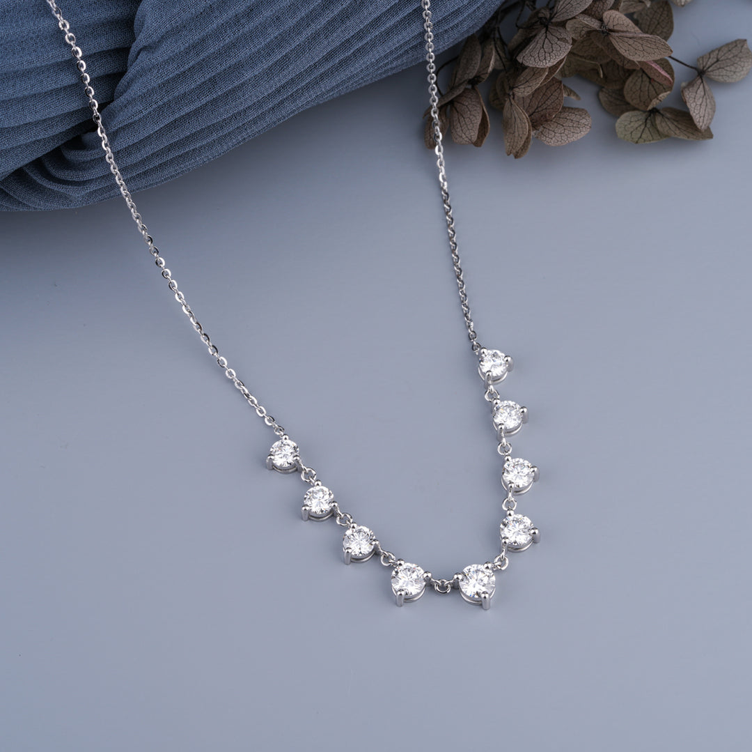 14K White Gold Tennis Diamond Necklace