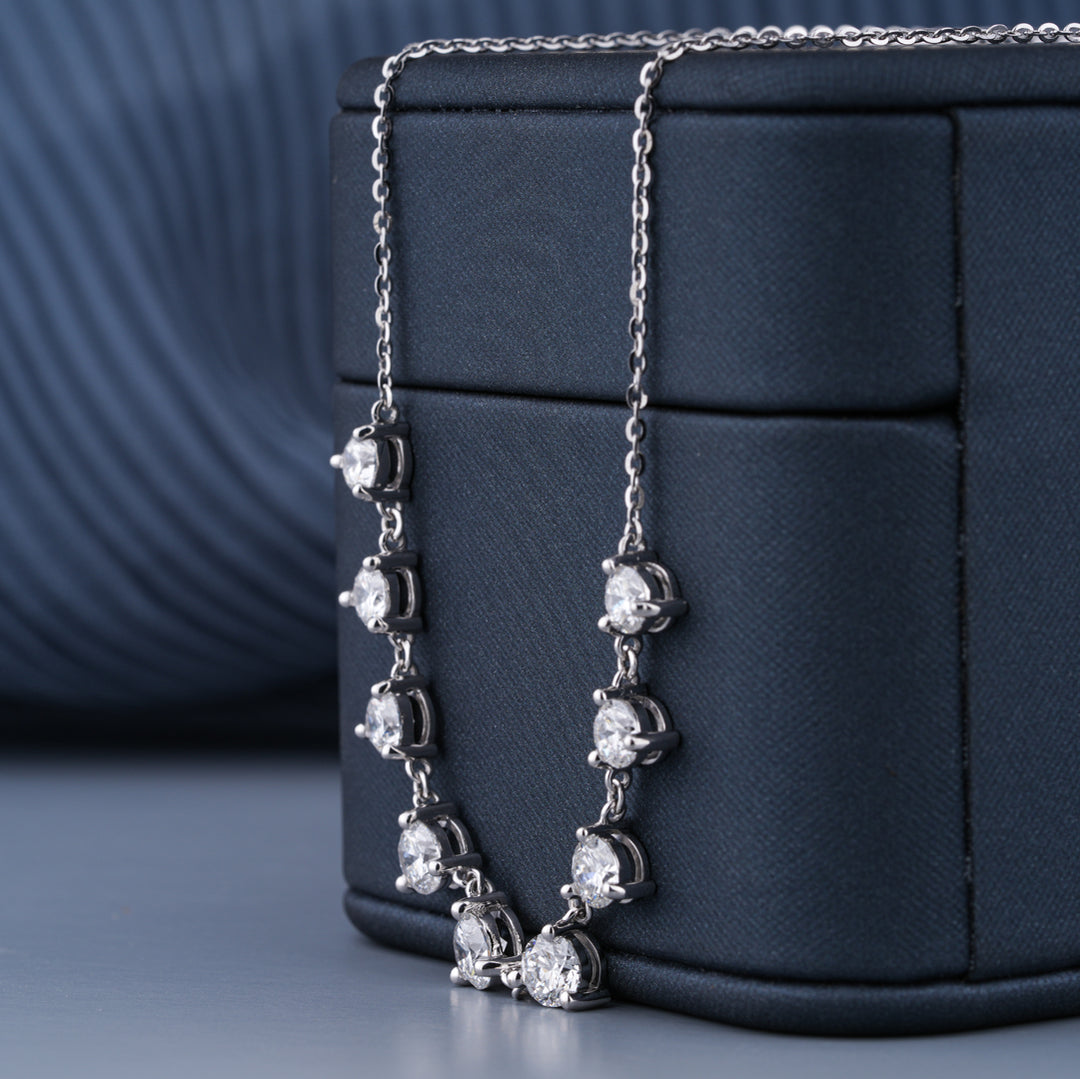 14K White Gold Tennis Diamond Necklace
