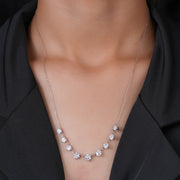 2.31 CT Lab-Grown Diamond Half Tennis Necklace | 9-Stone Solid Gold Elegance