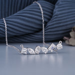 Load image into Gallery viewer, 10K White Gold Multi Shaped Diamond Pendant Necklace
