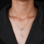 3.28 CT Four-Stone Diamond Pendant Necklace | Lab-Grown | Elegant Vertical Design in Solid Gold