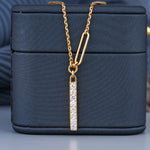 Load image into Gallery viewer, 10K Yellow Gold Vertical Pavé Bar Diamond Pendant
