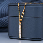 Load image into Gallery viewer, 14K Yellow Gold Vertical Pavé Bar Diamond Pendant
