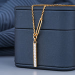 Load image into Gallery viewer, 10K Yellow Gold Vertical Pavé Bar Diamond Pendant
