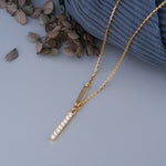 Load image into Gallery viewer, 10K Yellow Gold Vertical Pavé Bar Diamond Pendant
