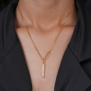 0.56 CT Pavé Bar Diamond Pendant Necklace | Lab-Grown | Vertical 8-Stone Solid Gold Design