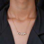 3.01 CT Multi-Shape Bezel Diamond Pendant Necklace | Lab-Grown | 5-Stone Artistic Gold Design