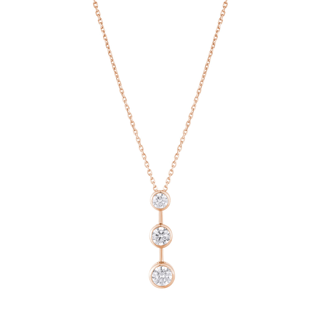IGI Certified CVD Diamond Pendant – 14K Gold, Three Stone Design