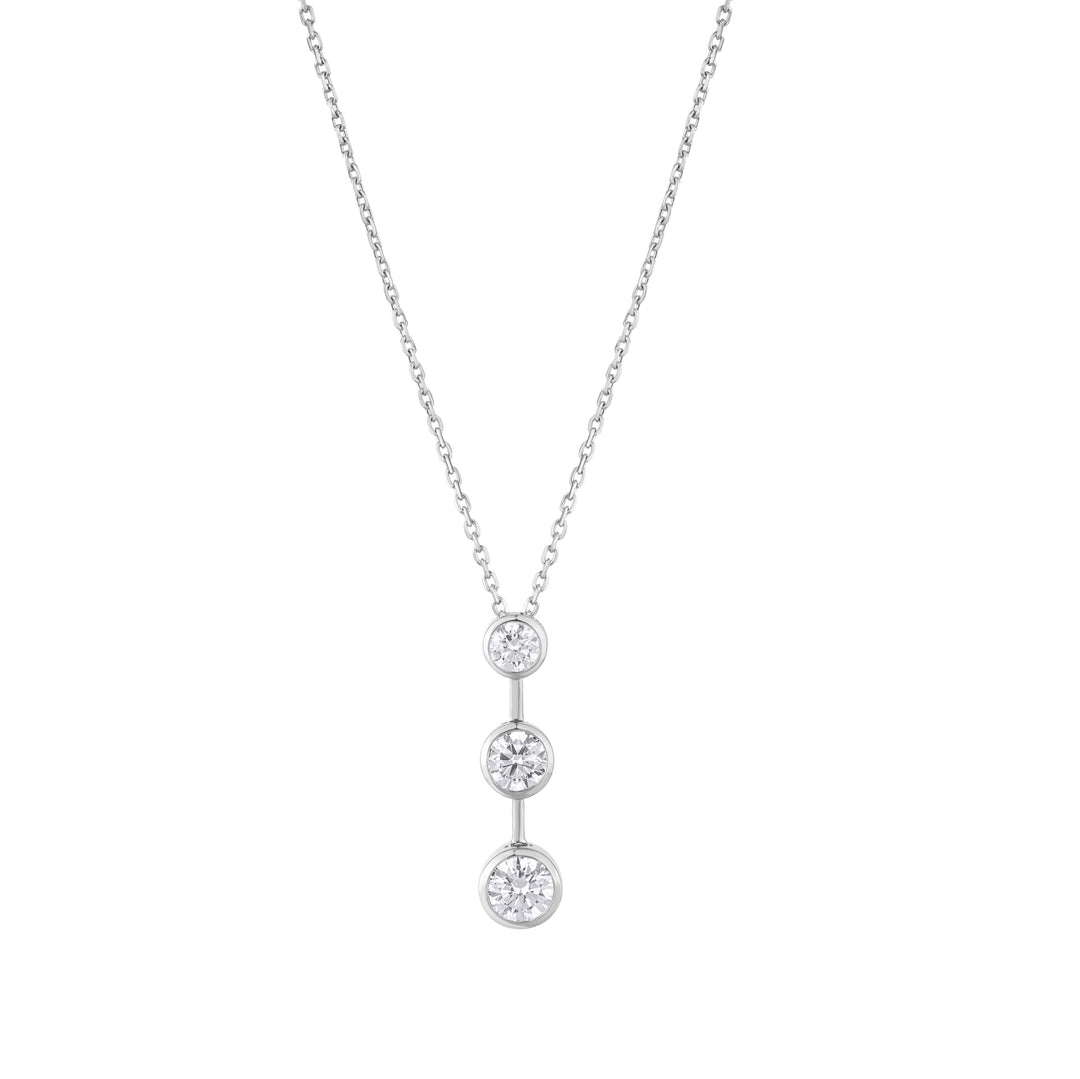 IGI Certified CVD Diamond Pendant – 14K Gold, Three Stone Design