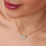 Load image into Gallery viewer, Lab Grown 3 Round Cut Diamond Pendant Necklace – Elegant Trilogy Design in 18K Gold for Women
