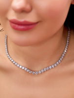 Load image into Gallery viewer, 10K White Gold Lab Created Diamond Tennis Necklace for Women
