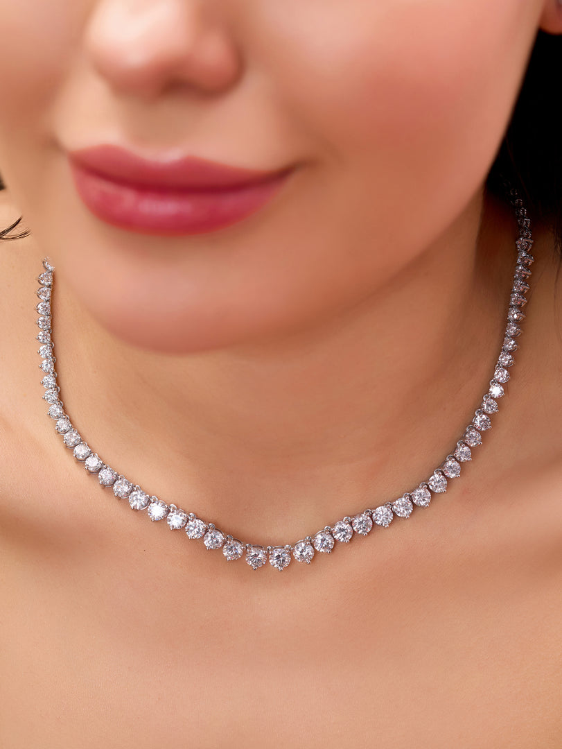 18K White Gold Lab Created Diamond Tennis Necklace for Women