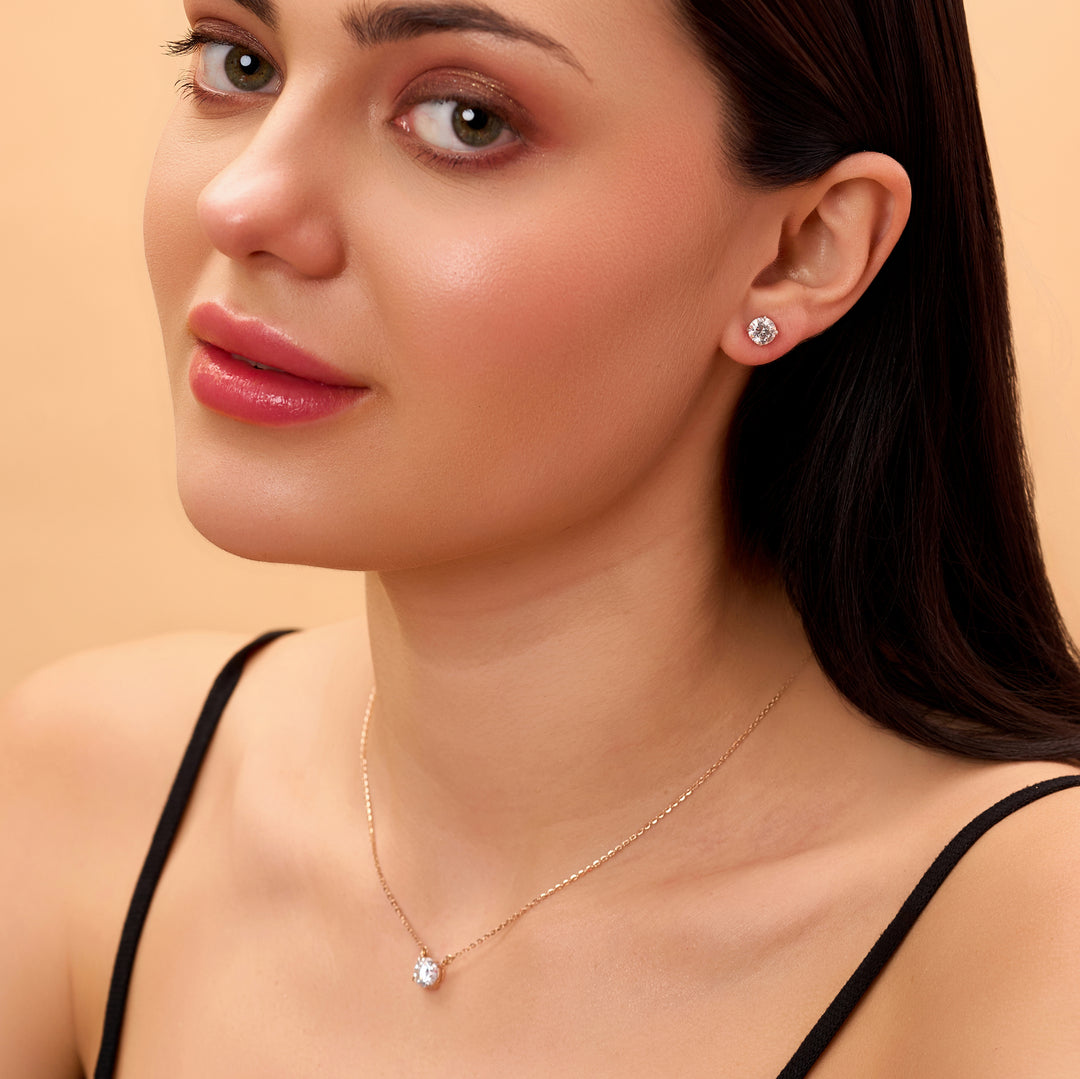 Lab Grown Diamond Pendant Necklace – 10K Gold Solitaire Jewelry for Women