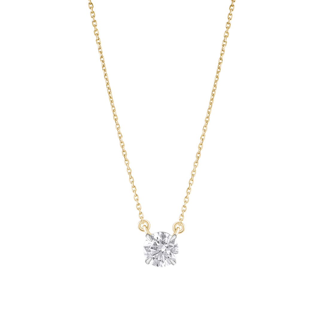 Lab Grown Diamond Pendant Necklace – 10K Gold Solitaire Jewelry for Women