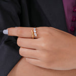 Load image into Gallery viewer, 10K Yellow Gold Round Open Curve Diamond Ring
