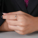 Load image into Gallery viewer, 14K Yellow Gold Emerald and Marquise Cut Diamond Toi-et-Moi Ring
