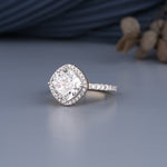 Load image into Gallery viewer, 18K Rose Gold Cushion Cut Diamond Halo Engagement Ring
