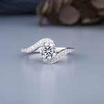 Load image into Gallery viewer, 10K White Gold Petite Swirl Solitaire Diamond Engagement Ring
