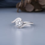 Load image into Gallery viewer, 10K White Gold Petite Swirl Solitaire Diamond Engagement Ring
