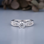 Load image into Gallery viewer, 18K White Gold Twisted Infinity Solitaire Diamond Engagement Ring
