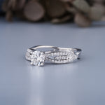 Load image into Gallery viewer, 14K White Gold Twisted Infinity Solitaire Diamond Engagement Ring
