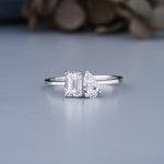 Load image into Gallery viewer, 10K White Gold Emerald and Pear Cut Diamond Toi-et-Moi Ring
