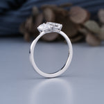 Load image into Gallery viewer, 18K White Gold Emerald and Pear Cut Diamond Toi-et-Moi Ring
