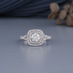Load image into Gallery viewer, 18K White Gold Round Cut Split Shank Halo Diamond Engagement Ring
